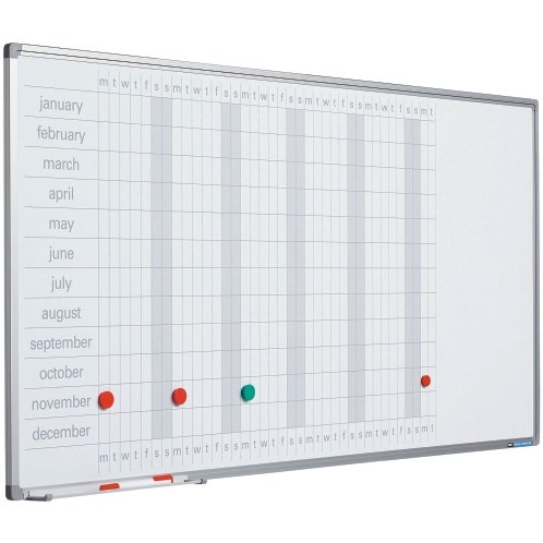 Smit visual supplies Planner anual, 60 x 120 cm, profil aluminiu sl, smit (benzi magnetice incluse)