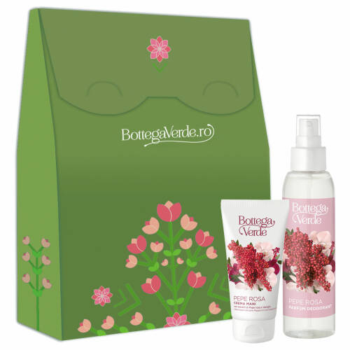 Set cadou femei parfum deodorant si crema de maini cu piper roz