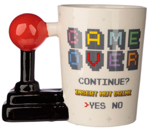Cana ceramica - game over joystick with arcade decal shaped handle