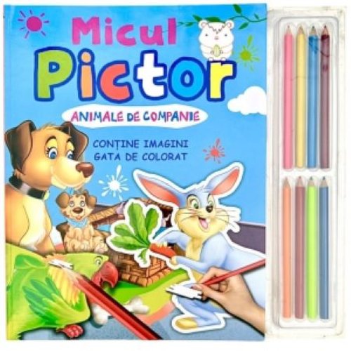 Micul pictor - animale de companie - set 8 creioane colorate
