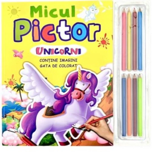 Micul pictor - unicorn - set 8 creioane colorate