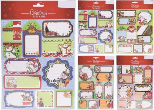 Set 10 etichete pentru cadou - colored christmas design
