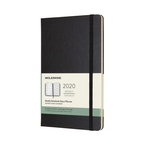 Agenda 2020 - moleskine 12-month weekly notebook planner - black, large, hard cover | moleskine