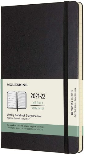 Agenda 2021-2022 - 18-month weekly planner - large, hard cover - black | moleskine