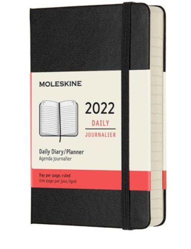 Agenda 2022 - 12-month daily planner - pocket, hard cover - black | moleskine