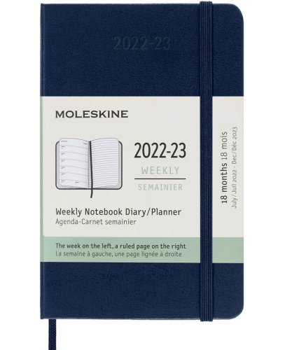 Agenda 2022-2023 - 18-month weekly planner - large, soft cover - saphire blue | moleskine