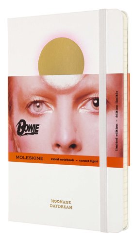 Carnet - moleskine david bowie limited edition - ruled notebook - large, hard cover, white - moonage daydream | moleskine
