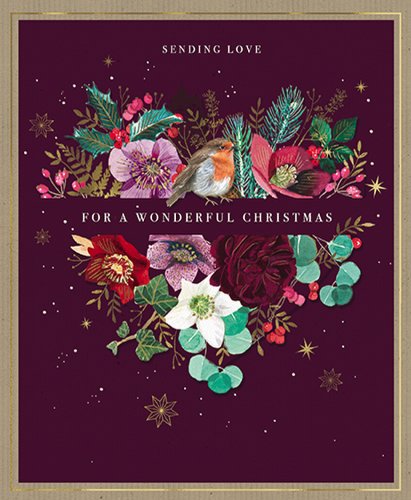 Felicitare - a year in the garden - floral heart with robin | great british card company