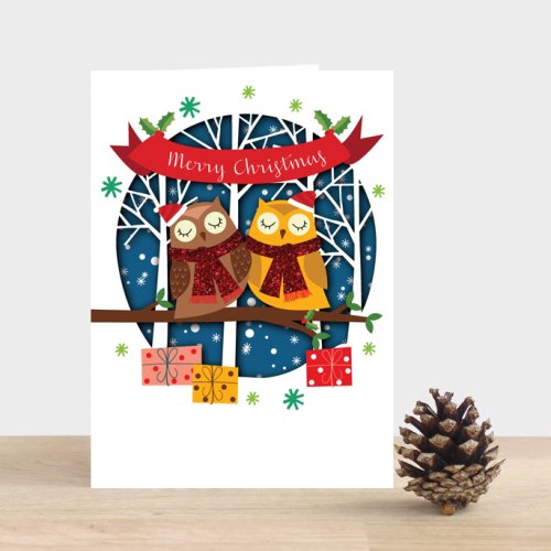 Felicitare - merry christmas owls | alljoy design