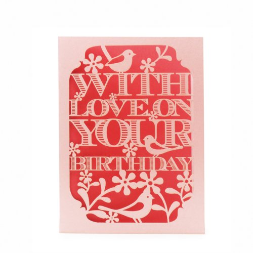 Felicitare - with love on your birthday red | Alljoy Design