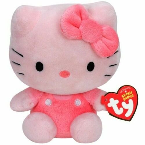 Jucarie de plus - beanie babies - pink hello kitty, 15 cm | ty