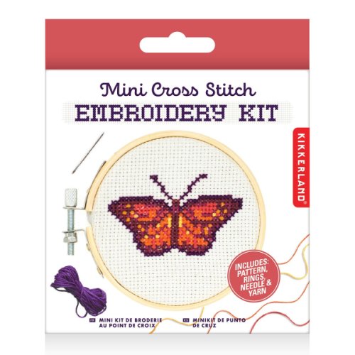 Kit goblen - mini cross stitch embroidery kit - butterfly | kikkerland