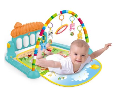Saltea de joaca pentru bebelusi cu sunete si lumini animalute vesele - piano fitness | cypress toys