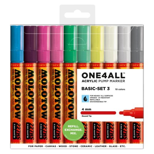 Set 10 markere - acrilic, one4all 227hs - color, 4 mm - model 3 | molotow