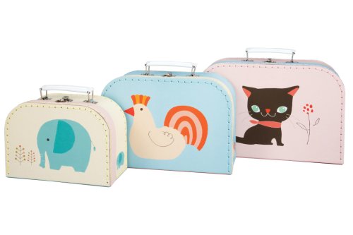 Set cutie tip valiza - elefant, gaina, pisica | magni danish toys