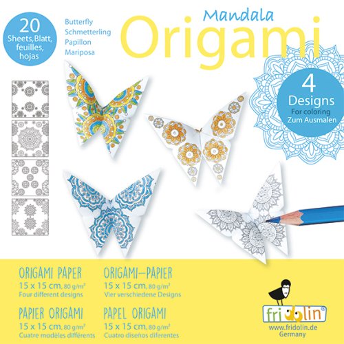 Set origami - mandala coloring origami - butterflies | fridolin