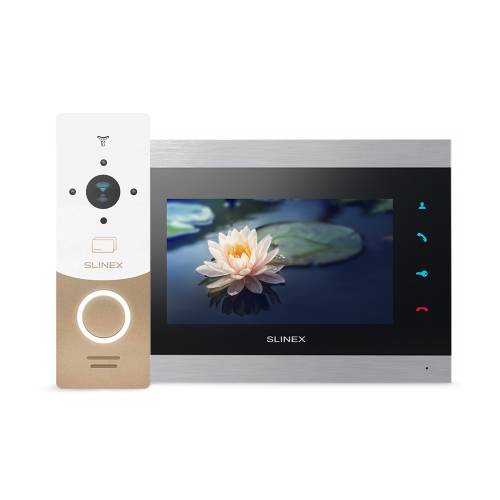 Kit videointerfon wifi slinex 1xml-20cr-gw+1xsl-07ip-sb, 1 familie, aparent, ecran 7 inch