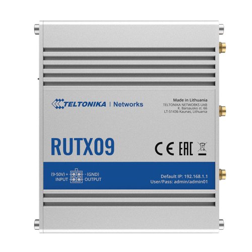 Router industrial ip teltonika rutx09, dual sim, gsm, 4g, gps, ethernet, 10/100/1000 mbps
