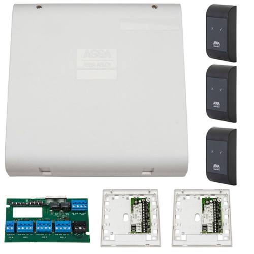 Sistem de control acces pentru 3 usi unidirectionale assa abloy rx web 9101iv-3u, 100000 carduri, 13.56 mhz
