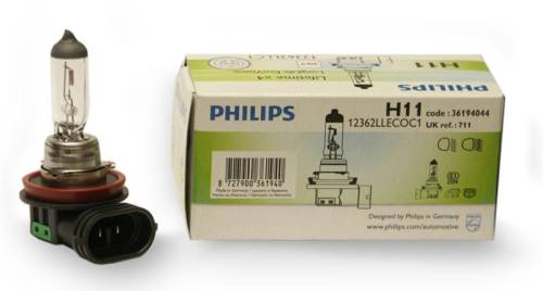 Bec auto halogen pentru far Philips longlife ecovision h11 55w 12v 12362llecoc1