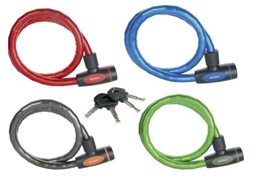 Antifurt master lock cablu otel calit cu cheie 1m x 18mm - diverse culori