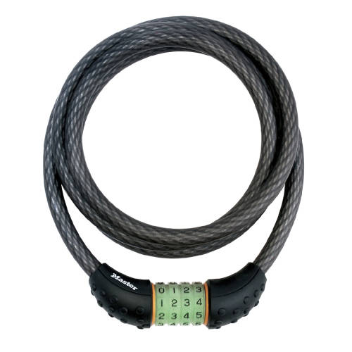 Masterlock Antifurt master lock cablu spiralat cu cifru iluminat 1.8m x 12mm negru