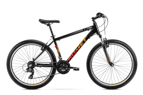 Bicicleta de munte pentru barbati romet rambler r6.0 negru/portocaliu/rosu 2022