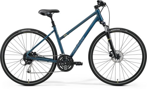 Bicicleta de trekking pentru femei merida crossway 100 lady albastru turcoaz metalizat 2022