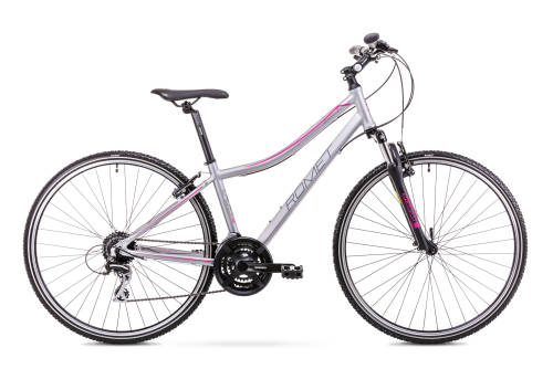 Bicicleta de trekking pentru femei romet orkan 2 d argintiu/roz 2019
