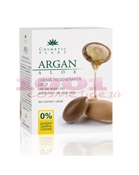 Cosmetic plant crema regeneranta de zi cu ulei de argan si extract de aloe vera bio pentru tenul normal / uscat