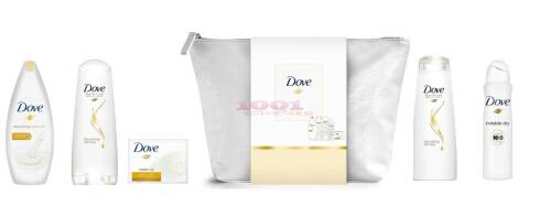 Dove love collection gel de dus 250ml + oil care sampon 250 ml + oil care balsam 200 ml + oil cream sapun + invisible dry antiperspirant + geanta cosmetice set