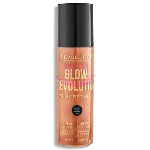 Makeup revolution glow revolution prime set glow spray iluminator fata si corp timeless bronze