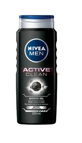 Nivea men active clean body   face   hair shower gel 500 ml