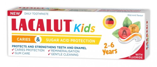 Pasta de dinti cu protectie anticarie si zaharuri, pentru copii 2-6 ani, lacalut kids