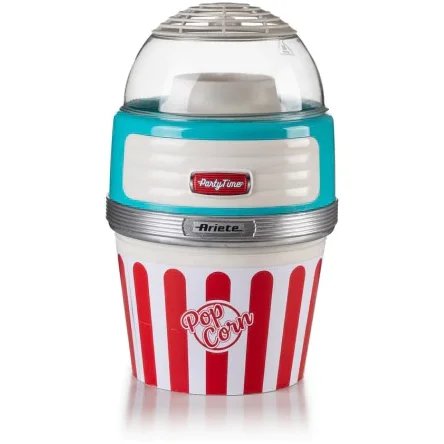 Ariete ariete 2957.bl party time popcorn maker, 1100w, sistem de aer cald, capac de măsurare, albastru / alb