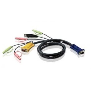 Aten cablu kvm aten 2l-5302u, sphd to vga, usb & audio, 1.8 metri