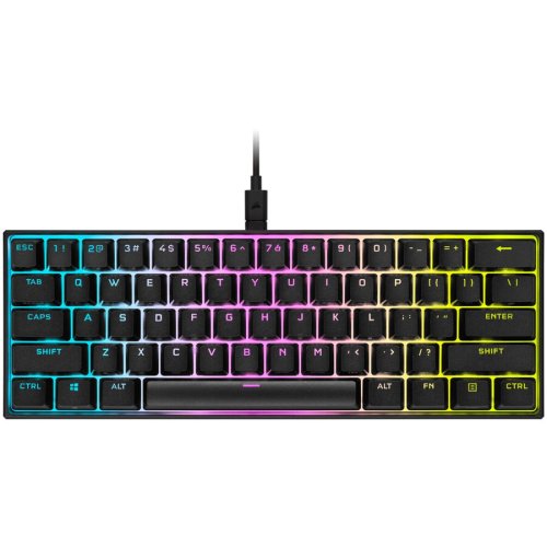 Corsair tastatura mecanica gaming corsair k65 mini 60%, iluminare rgb, cablu detasabil usb-c, switch cherry mx speed, negru
