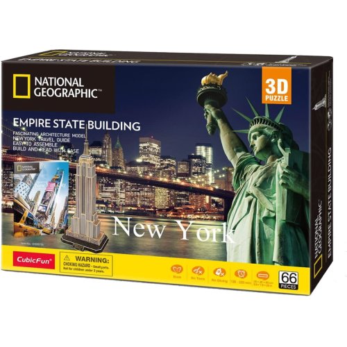 Cubic fun puzzle 3d cubic fun - national geographic, empire state building, 66 piese