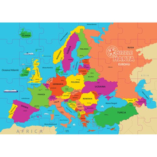 Dino toys puzzle geografic - harta europei (69 piese)