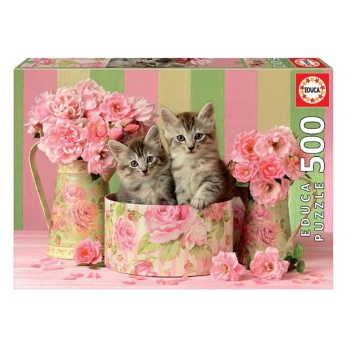 Educa puzzle educa - kittens with roses, 500 piese