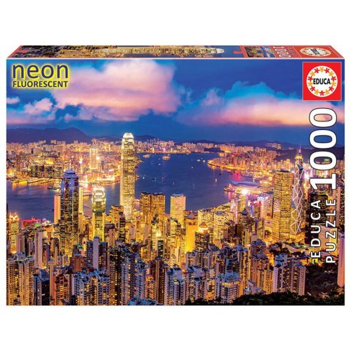 Educa puzzle educa - neon hong kong skyline, 1000 piese