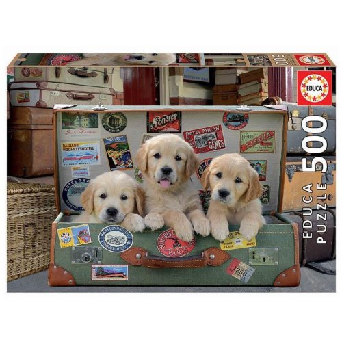 Educa puzzle educa - puppies in the luggage, 500 piese