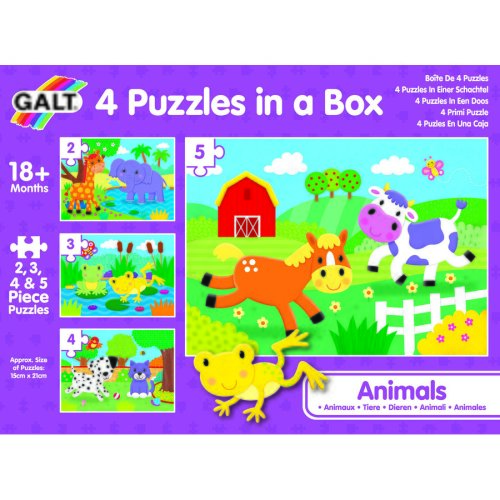Galt set 4 puzzle-uri - animalute (2, 3, 4, 5 piese)