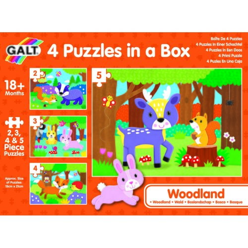 Galt set 4 puzzle-uri - animalute din padure (2, 3, 4, 5 piese)