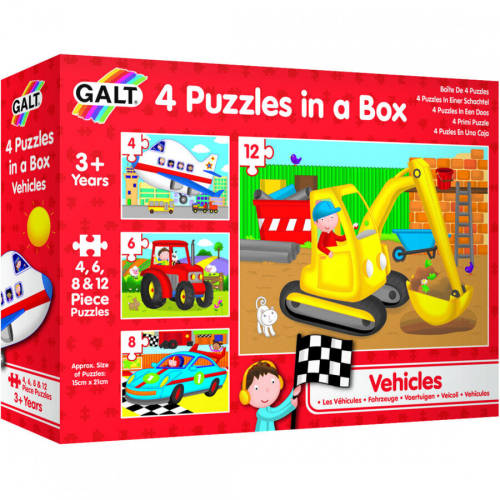 Galt set 4 puzzle-uri vehicule (4, 6, 8, 12 piese)