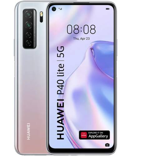 Huawei telefon mobil huawei p40 lite, dual sim, 128gb, 6gb ram, 5g, space silver