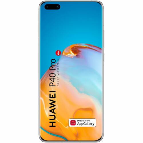 Huawei telefon mobil huawei p40 pro, dual sim, 256gb, 8gb ram, 5g, silver frost