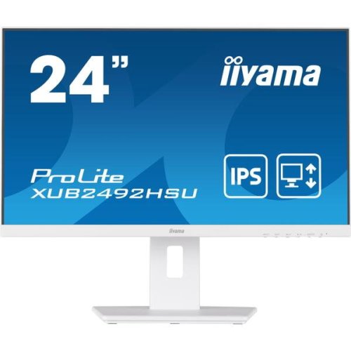 Iiyama monitor ips led iiyama prolite 23.8 xub2492hsu-w5, full hd (1920 x 1080), vga, hdmi, displayport, pivot, boxe, alb