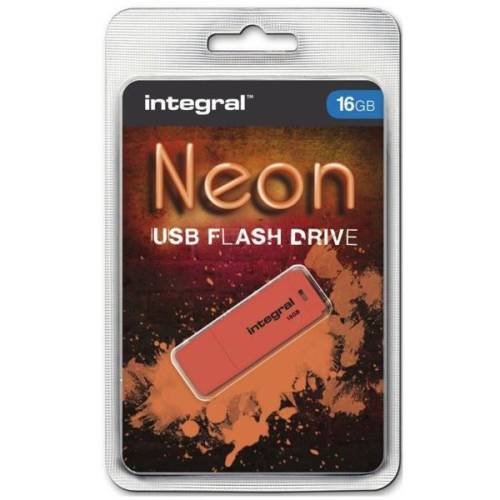 Integral integral usb flash drive neon 16gb usb 2.0 - orange