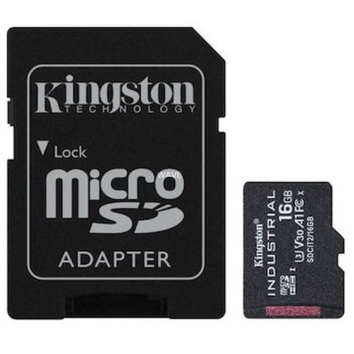 Kingston card de memorie kingston industrial microsd, 16gb, uhs-u3, clasa 10, 100mb/s + adaptor sd